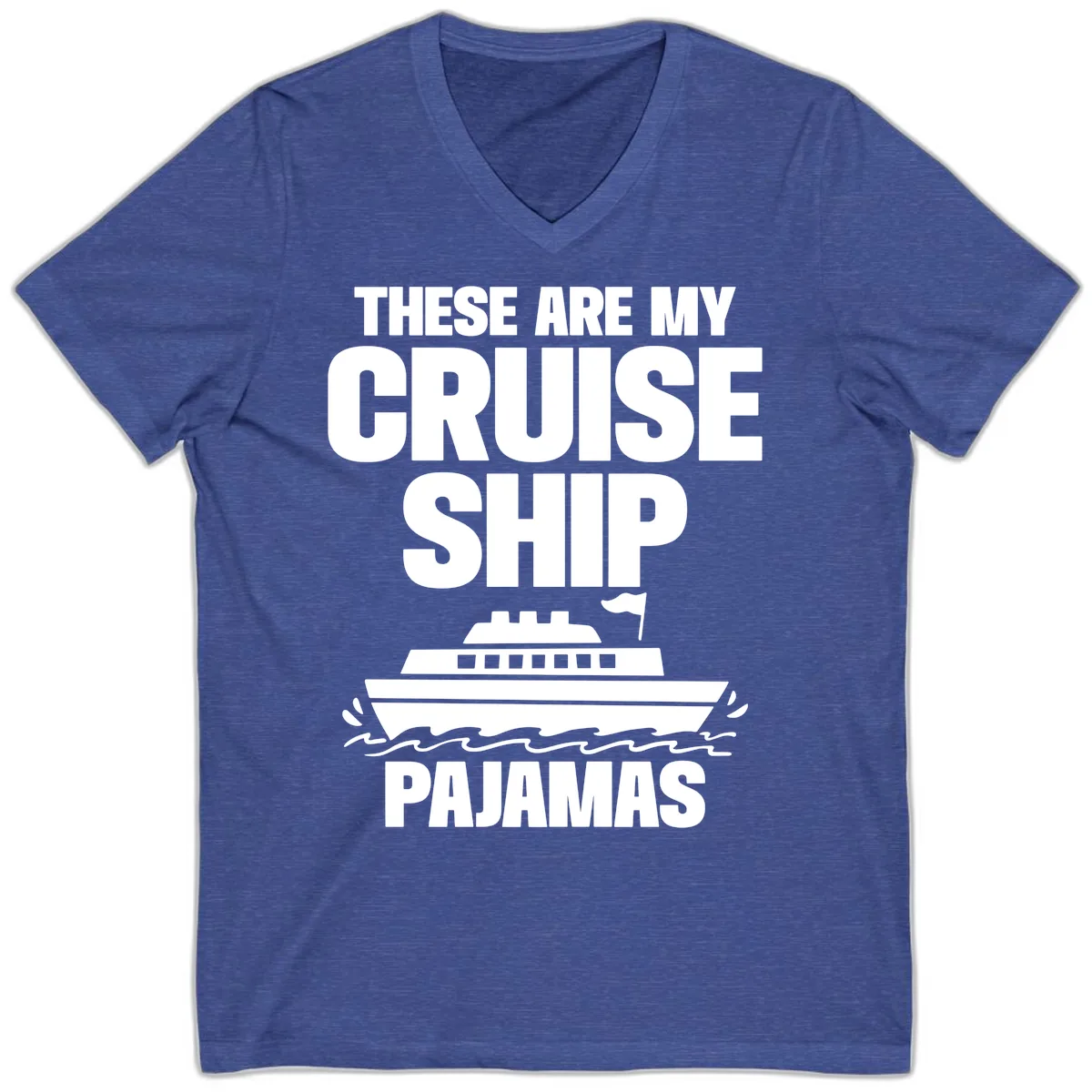 Cruise Ship Pajamas V-Neck in Heather True Royal