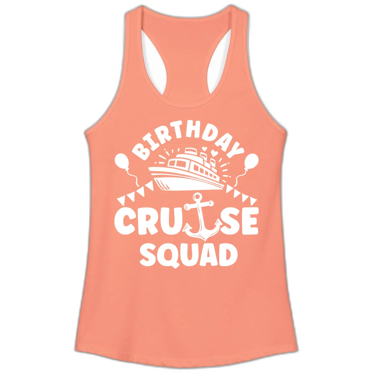Birthday Cruise Squad Ladies Tank in Solid Light Orange