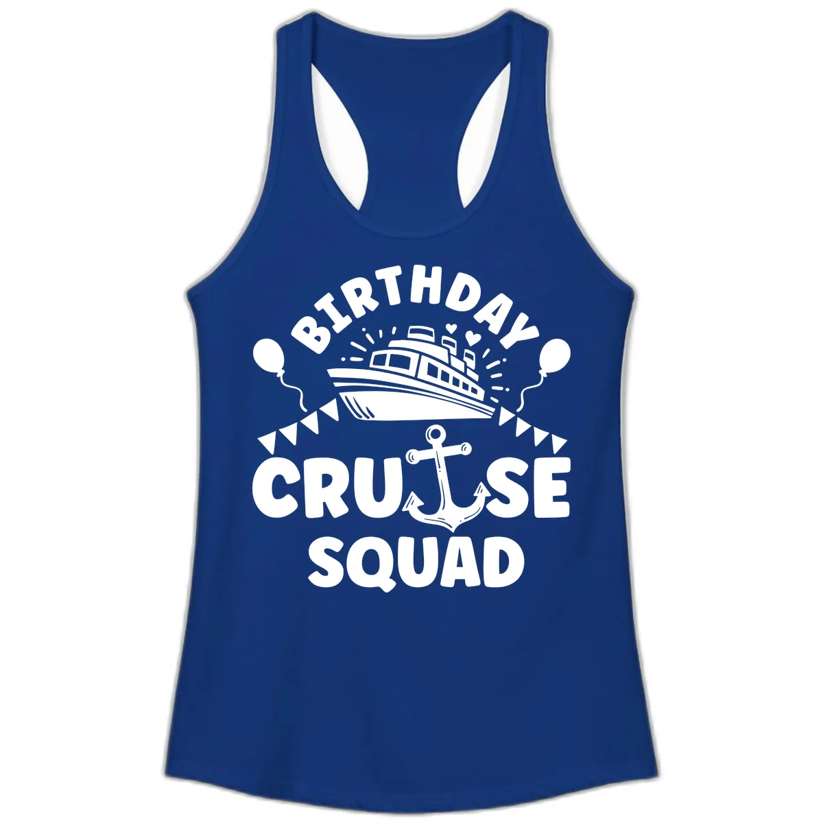 Birthday Cruise Squad Ladies Tank in Solid Royal