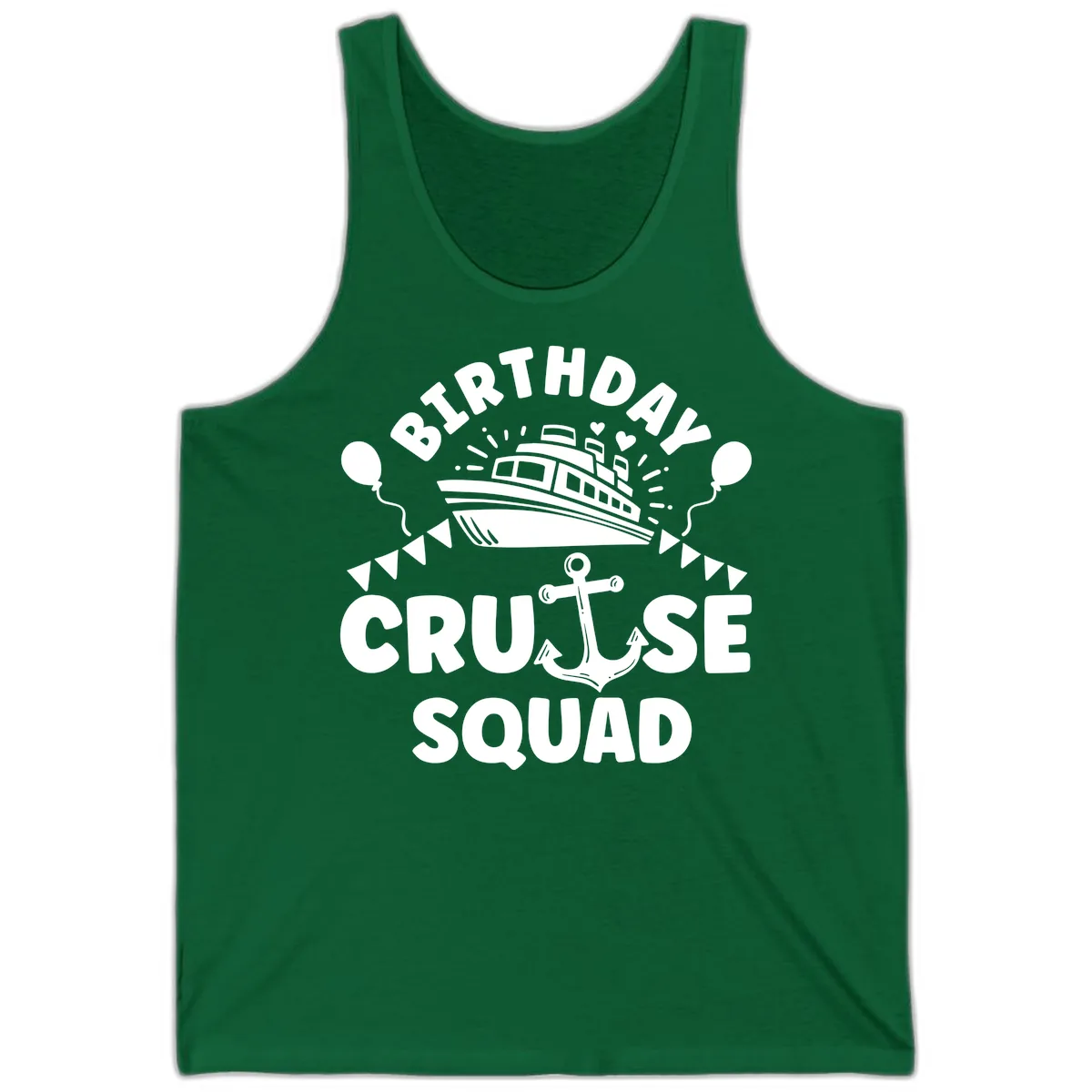 Birthday Cruise Squad Tank in Kelly