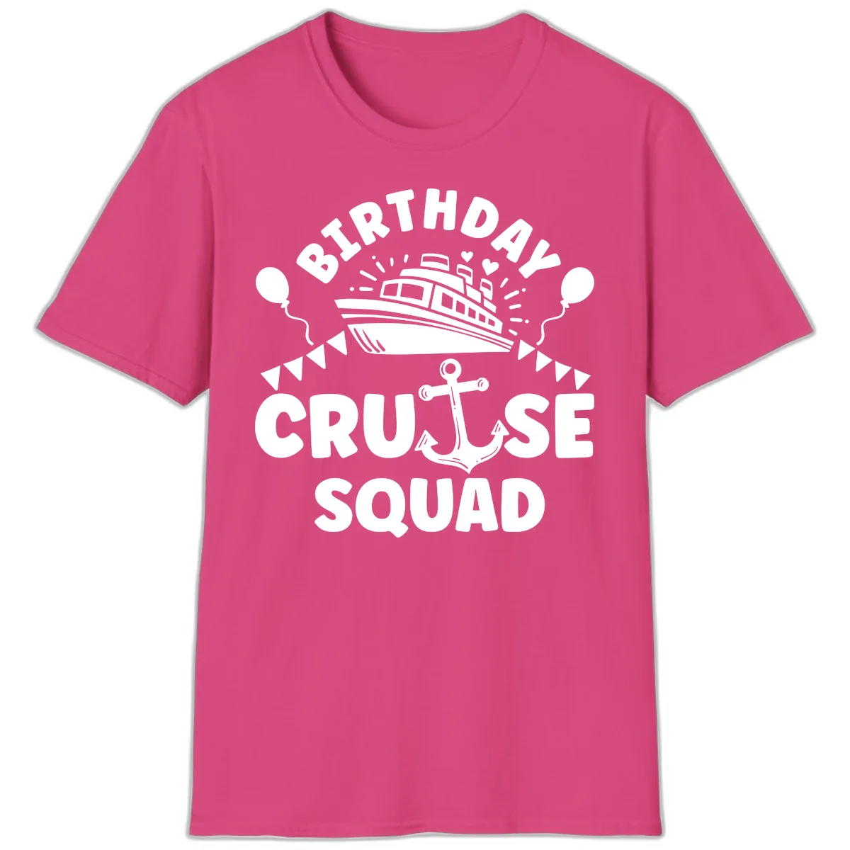 Birthday Cruise Squad T-Shirt in Heliconia