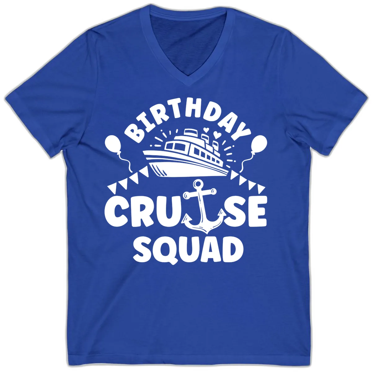 Birthday Cruise Squad V-Neck in True Royal