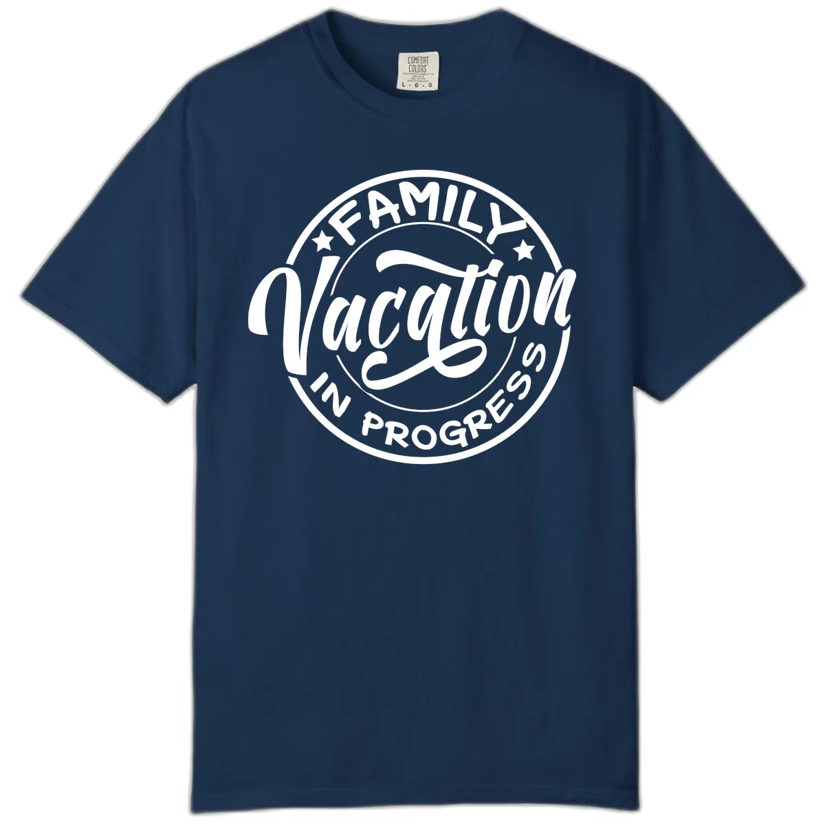 Family Vacation Badge Comfort Color in Navy