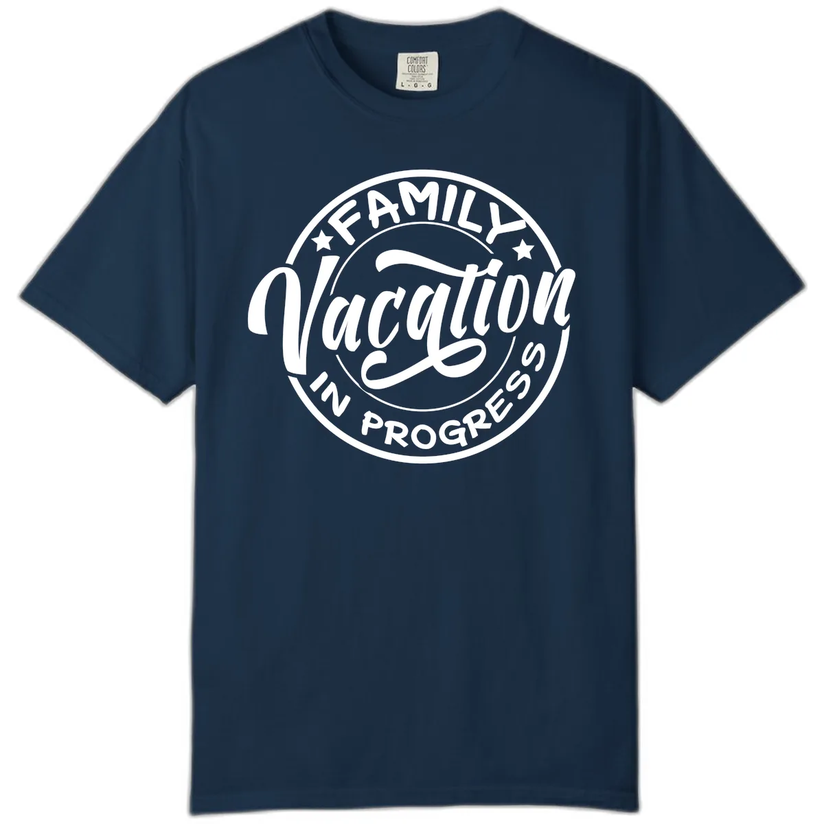 Family Vacation Badge Comfort Color in True Navy