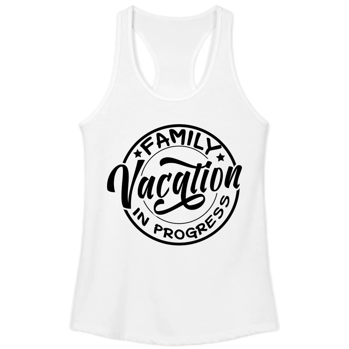 Family Vacation Badge Ladies Tank in White