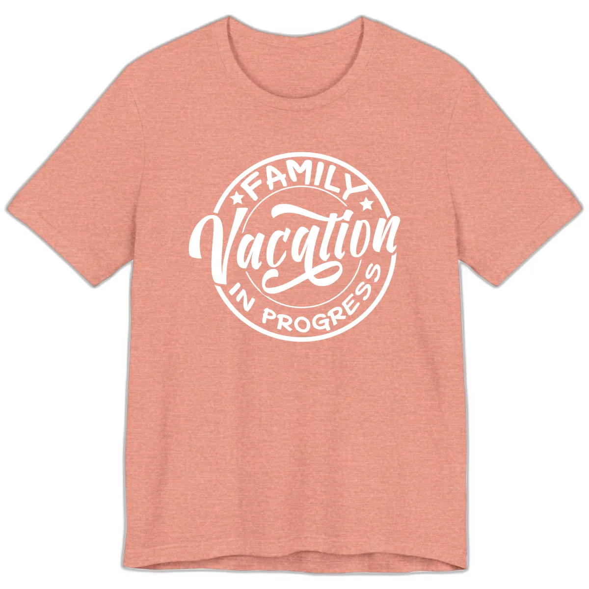 Family Vacation Badge Premium T-Shirt in Heather Sunset