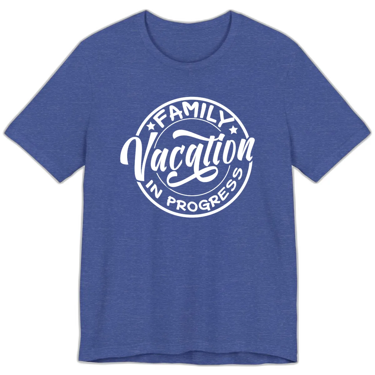 Family Vacation Badge Premium T-Shirt in Heather True Royal