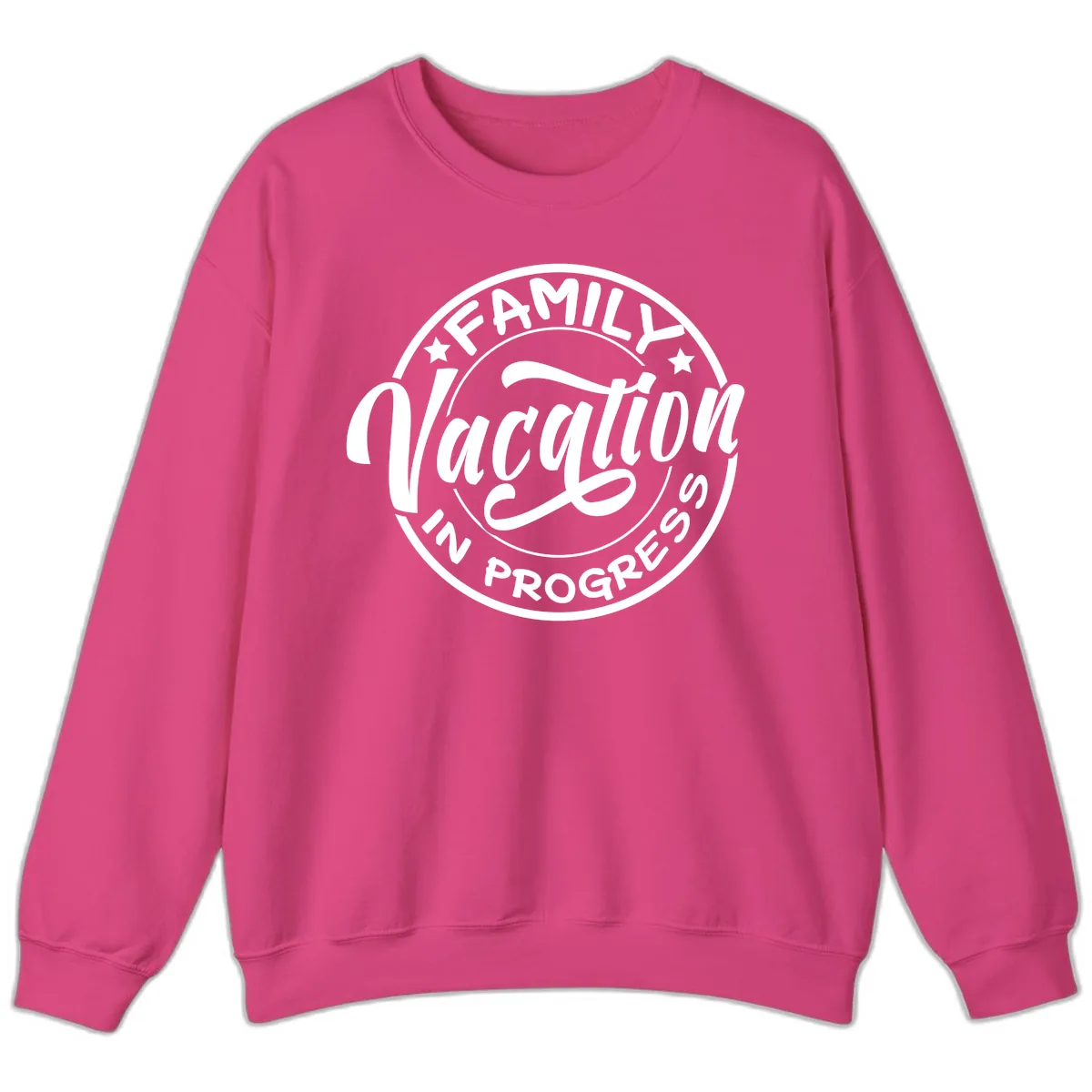 Family Vacation Badge Sweatshirt in Heliconia