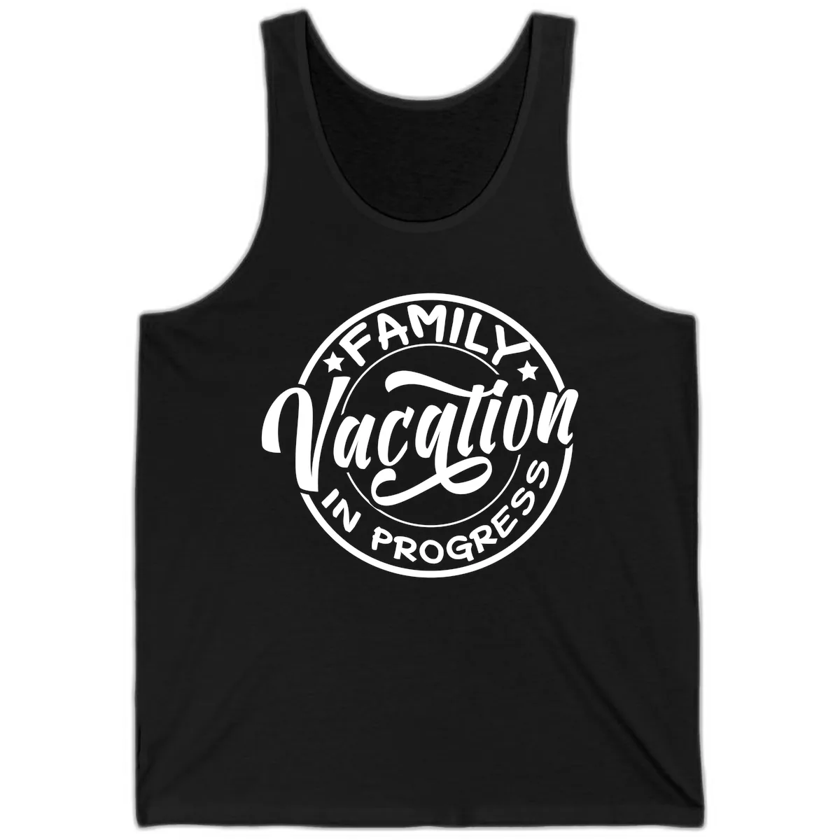 Family Vacation Badge Tank in Black
