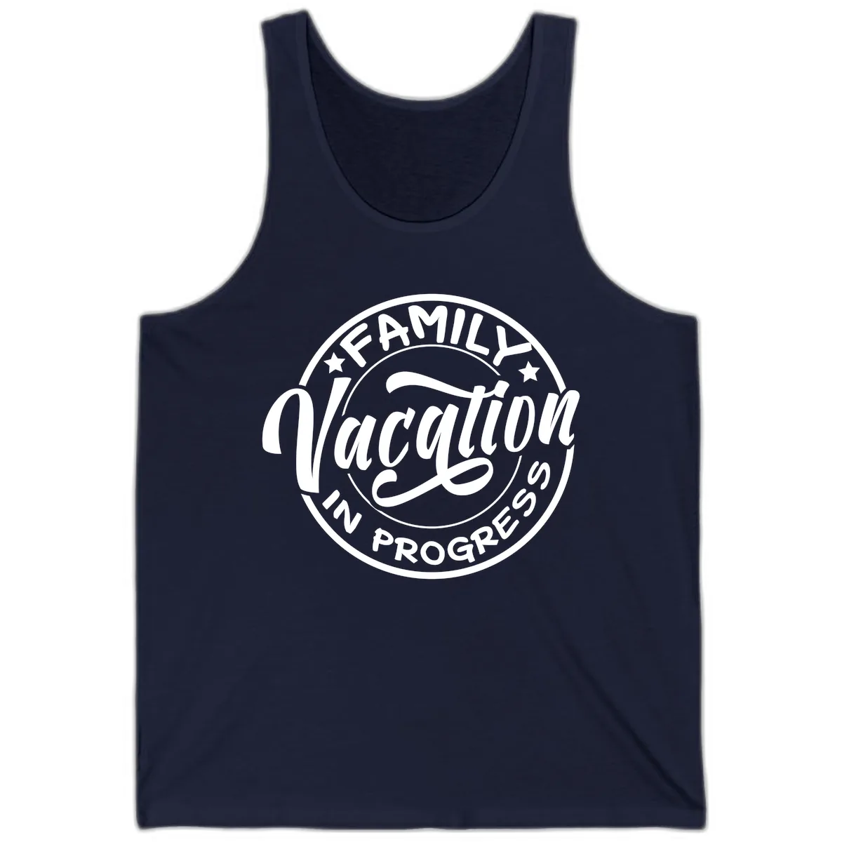 Family Vacation Badge Tank in Navy