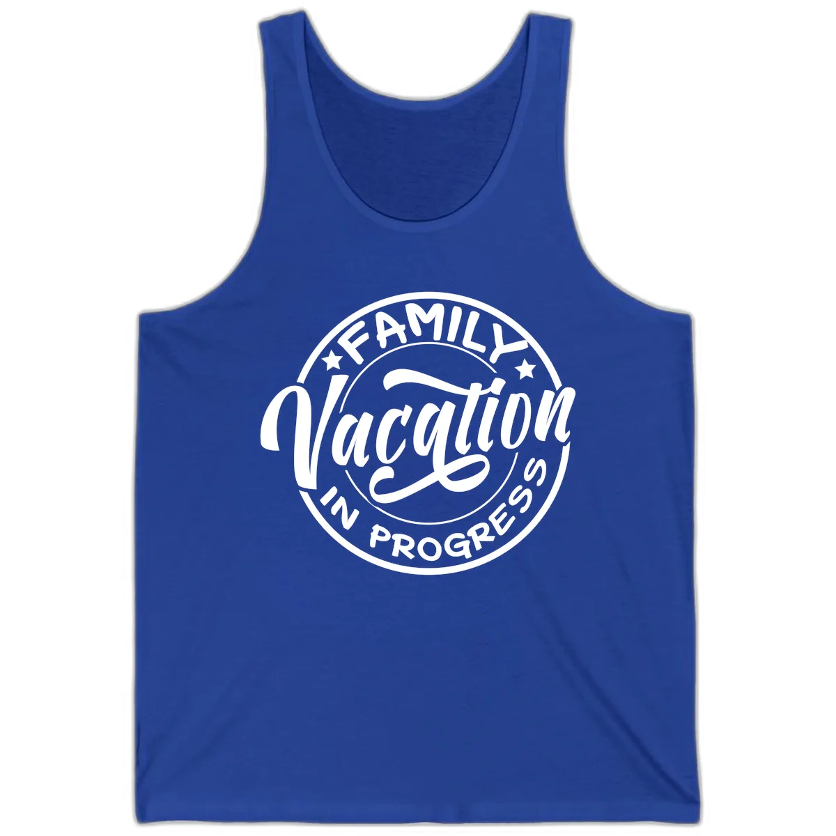 Family Vacation Badge Tank in True Royal