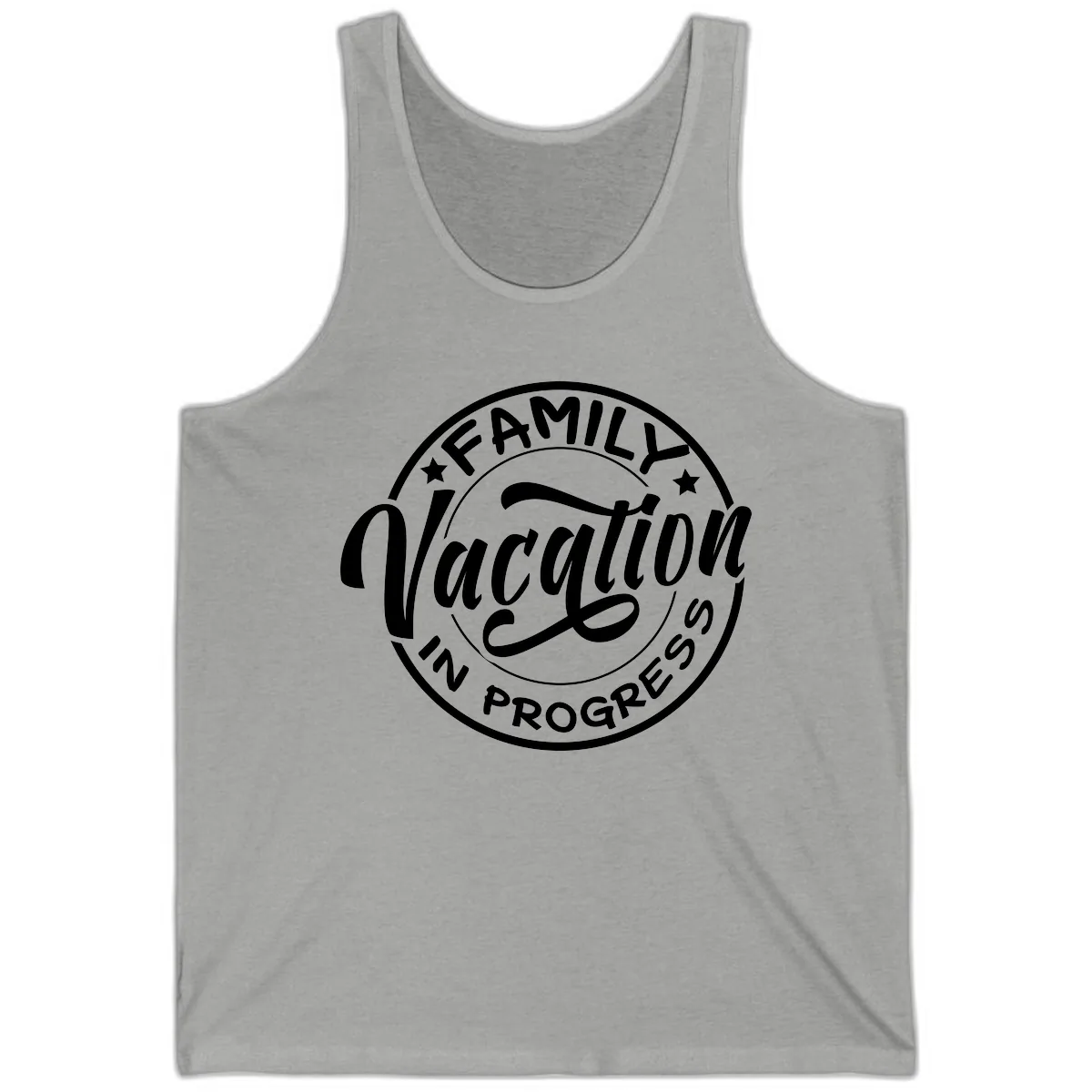Family Vacation Badge Tank in Athletic Heather