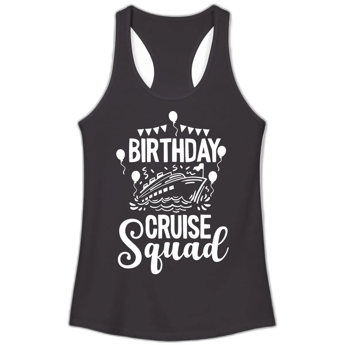 Birthday Cruise Squad Ladies Tank in Black