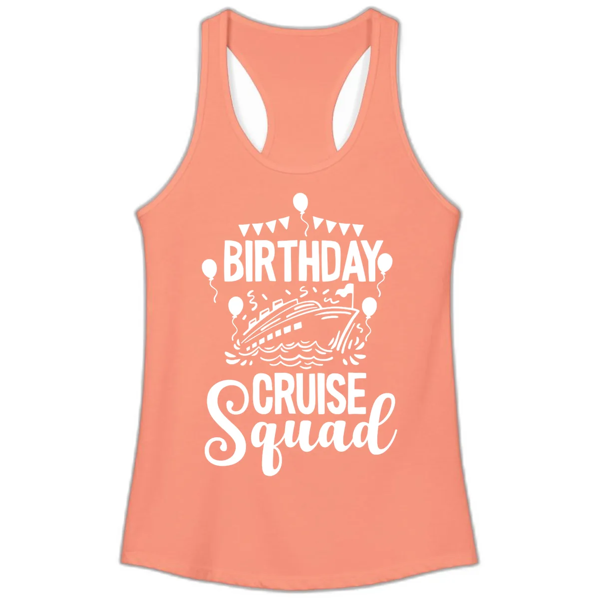 Birthday Cruise Squad Ladies Tank in Solid Light Orange