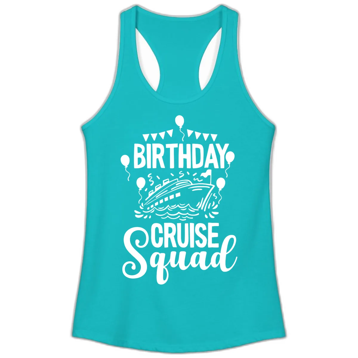 Birthday Cruise Squad Ladies Tank in Tahiti Blue