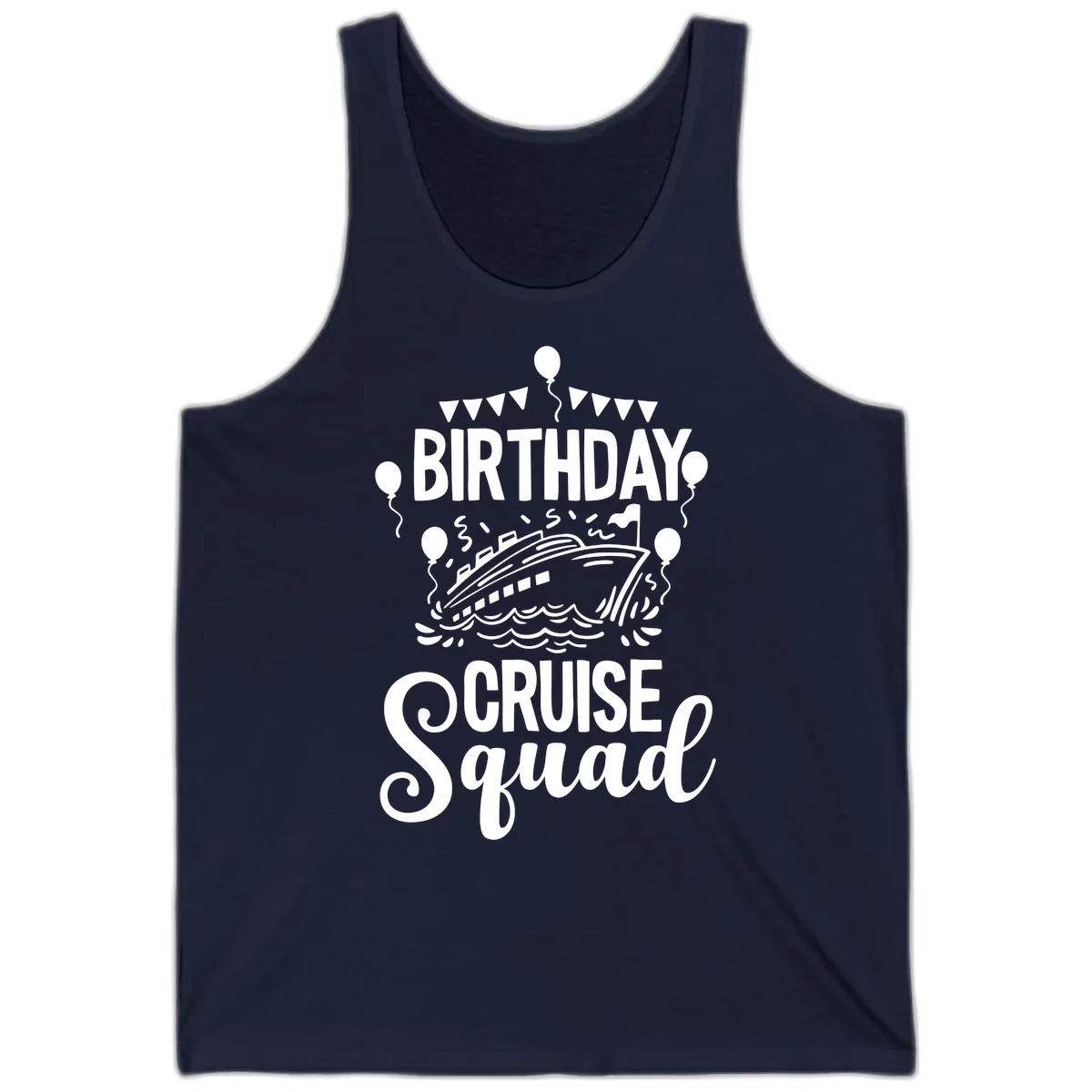 Birthday Cruise Squad Tank in Navy