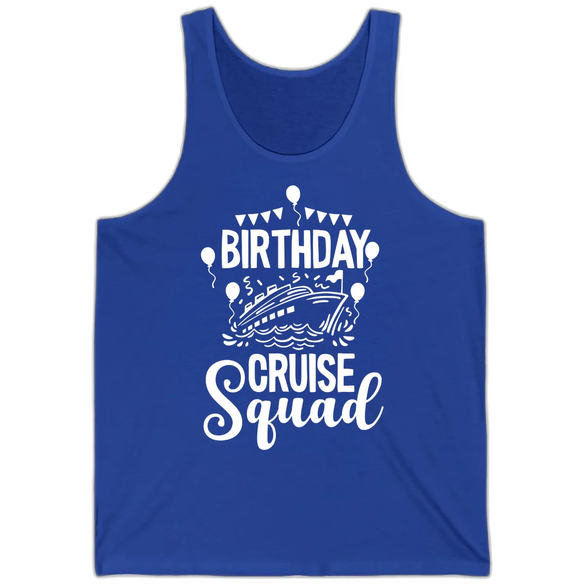Birthday Cruise Squad Tank in True Royal