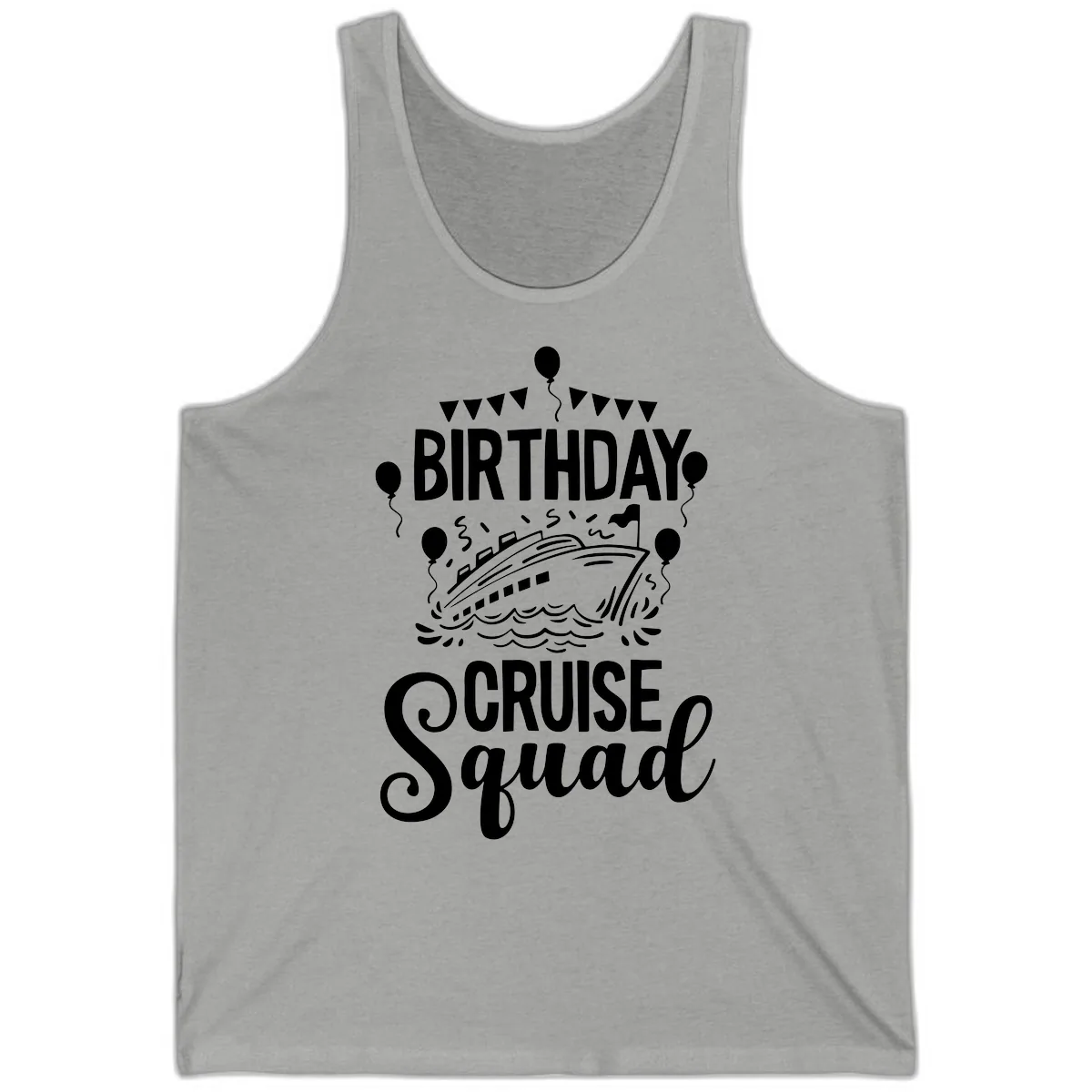 Birthday Cruise Squad Tank in Athletic Heather