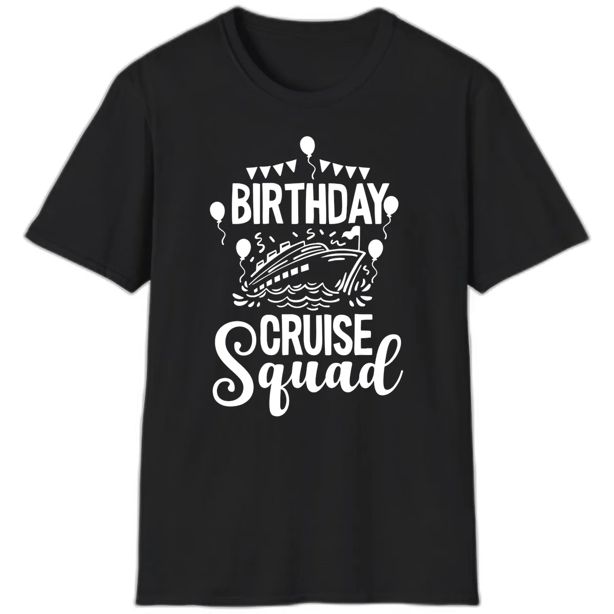 Birthday Cruise Squad T-Shirt in Black