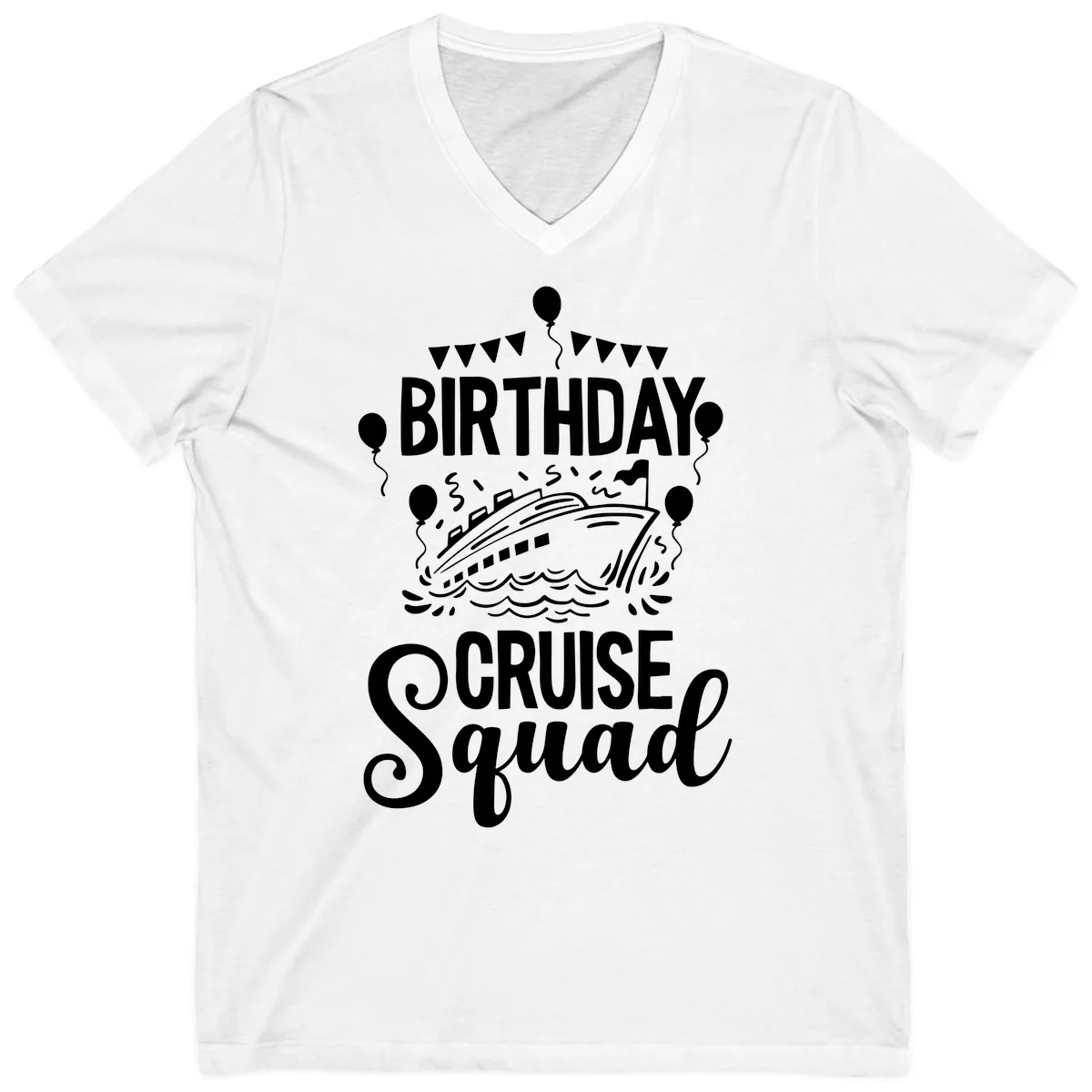 Birthday Cruise Squad V-Neck in White