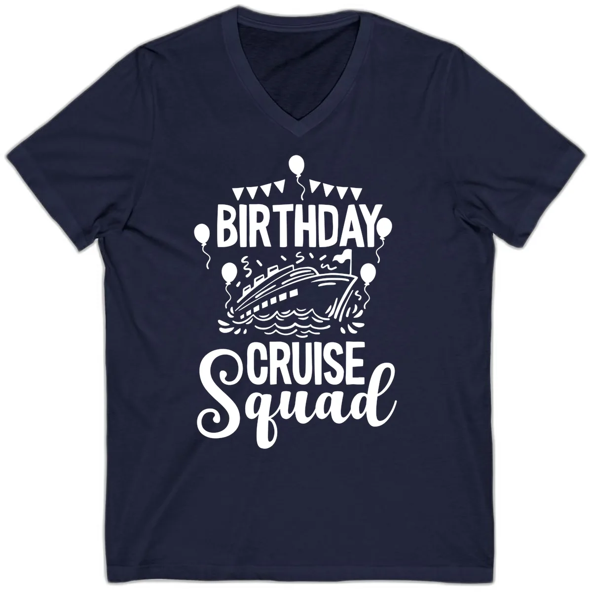 Birthday Cruise Squad V-Neck in Navy