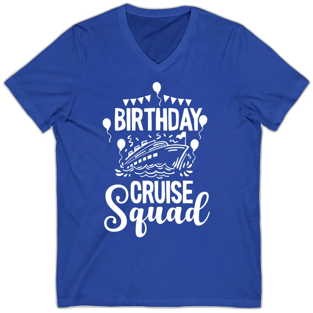 Birthday Cruise Squad V-Neck in True Royal