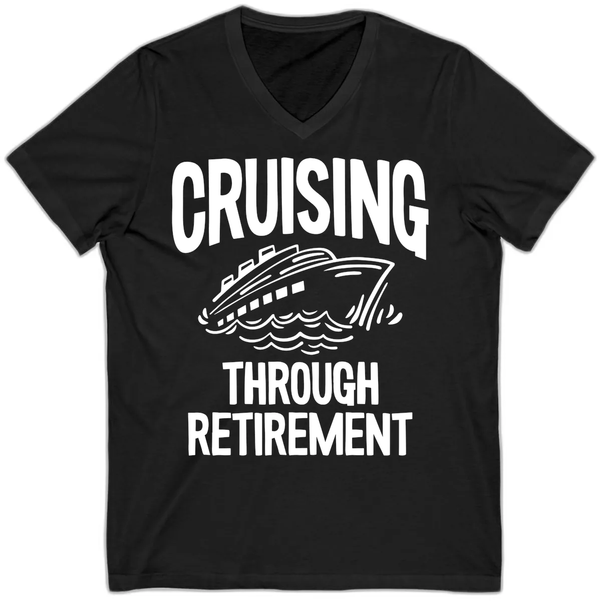 Cruising Through Retirement V-Neck in Black