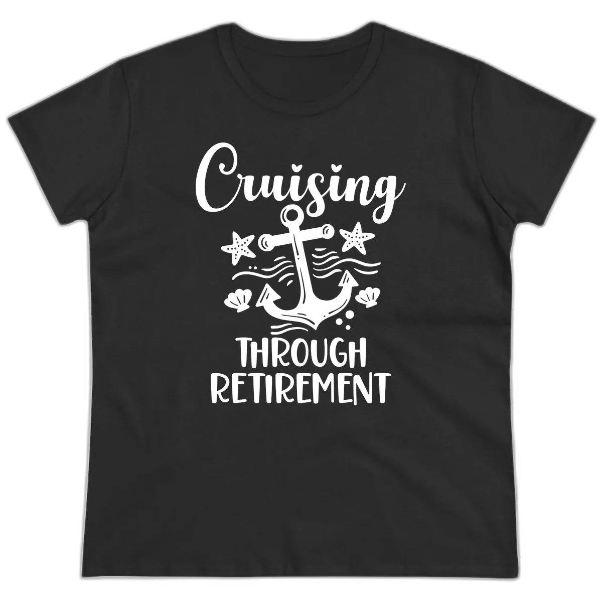 Cruising Through Retirement Ladies Tee in Black