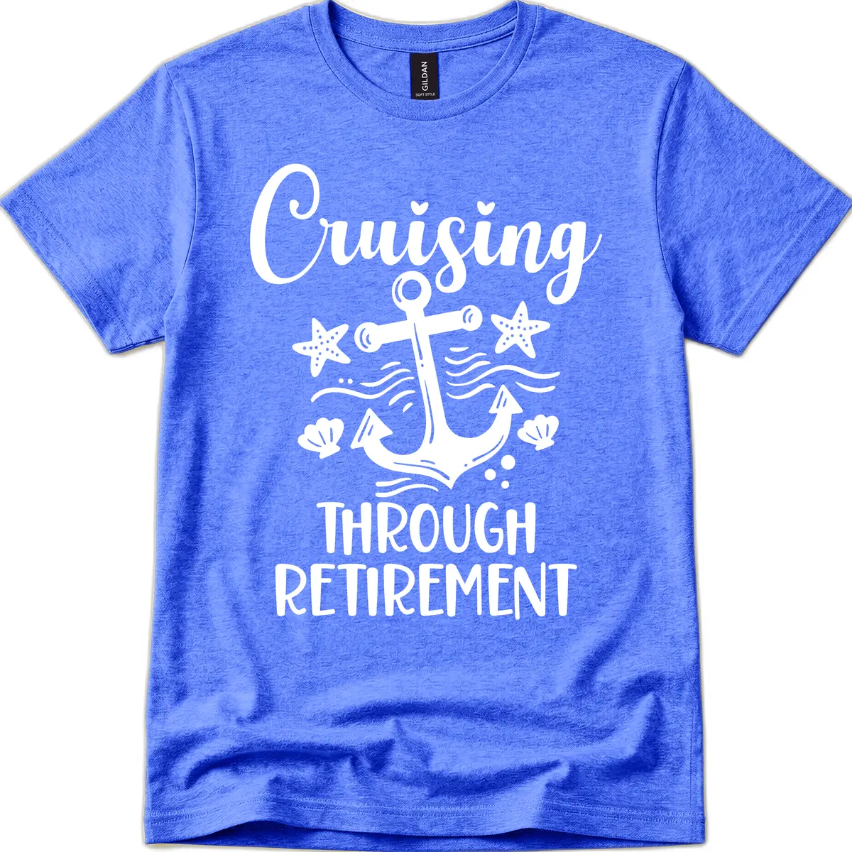Cruising Through Retirement T-Shirt in Heather Royal
