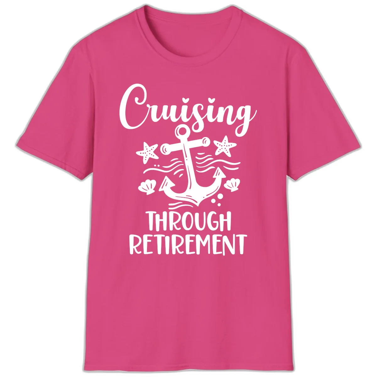 Cruising Through Retirement T-Shirt in Heliconia