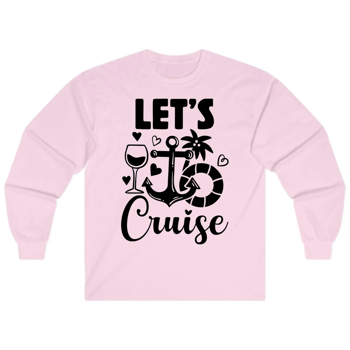 Let's Cruise Nautical Vibes Long Sleeve in Light Pink