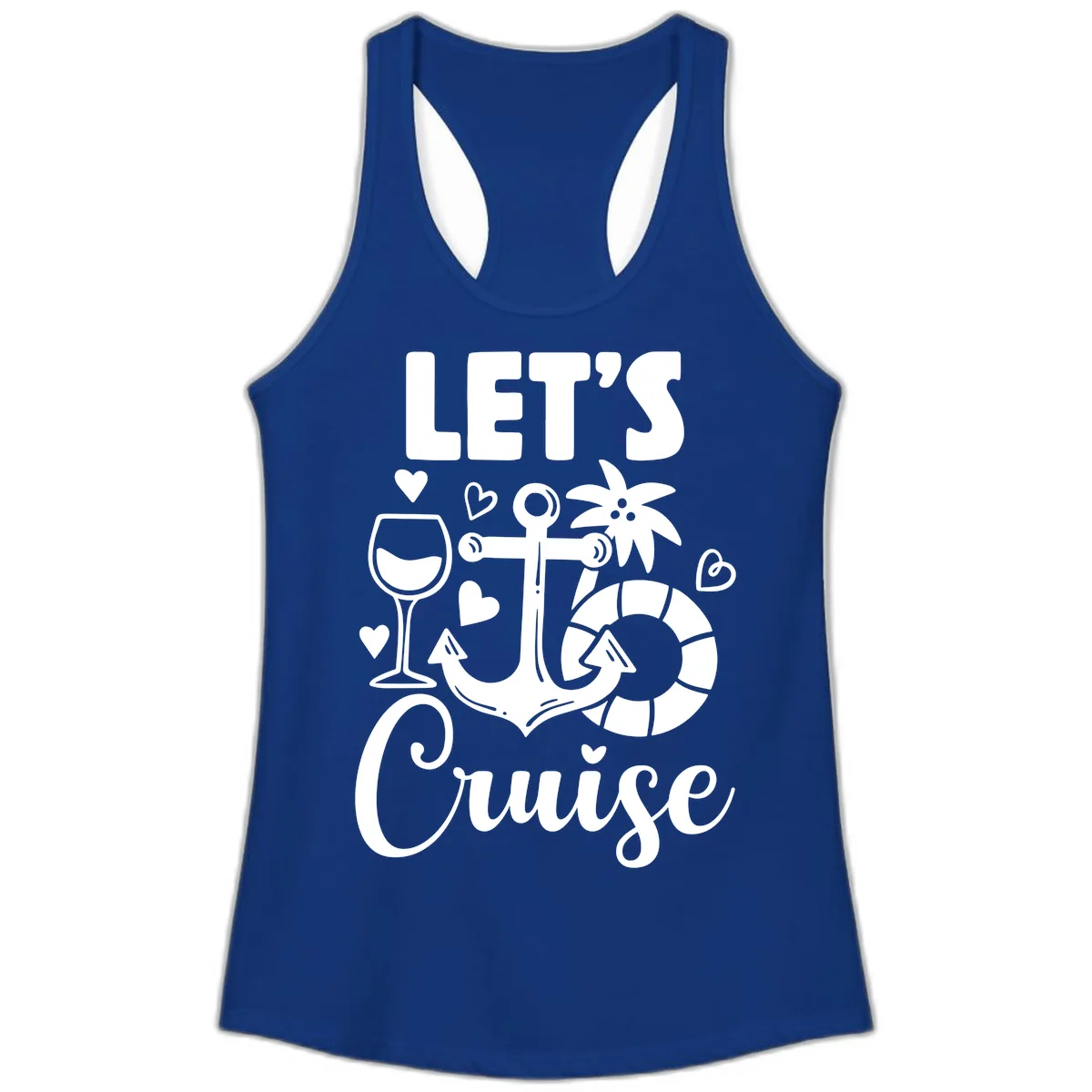 Let's Cruise Nautical Vibes Ladies Tank in Solid Royal