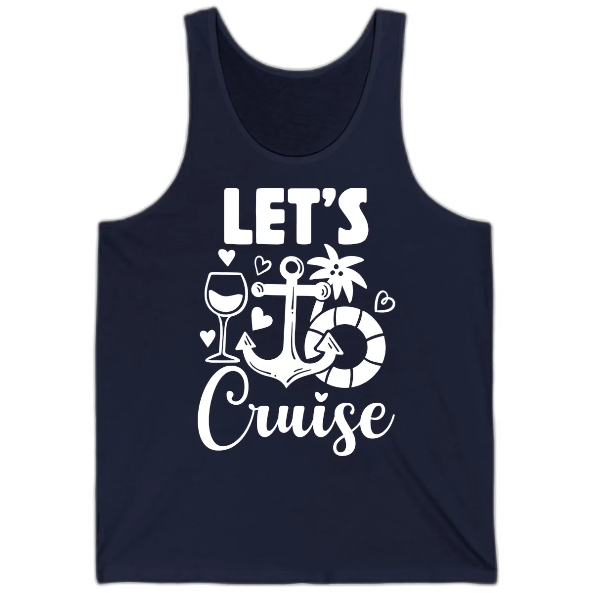 Let's Cruise Nautical Vibes Tank in Navy