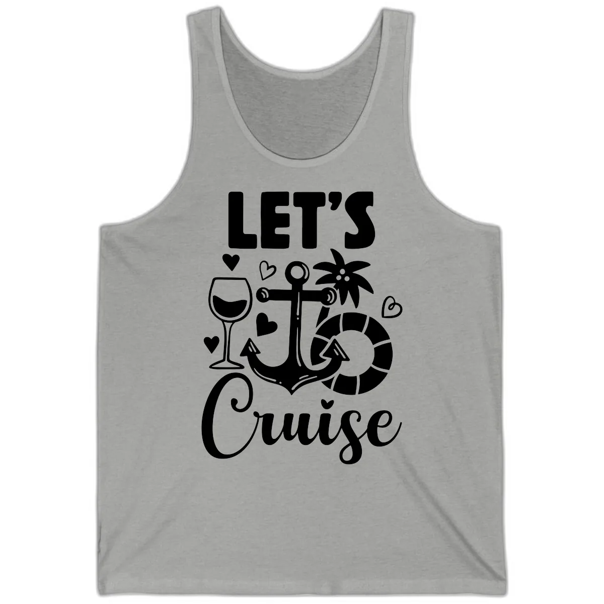 Let's Cruise Nautical Vibes Tank in Athletic Heather