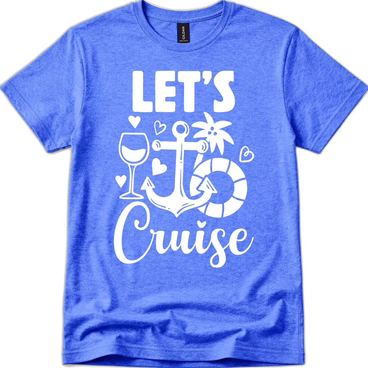 Let's Cruise Nautical Vibes T-Shirt in Heather Royal