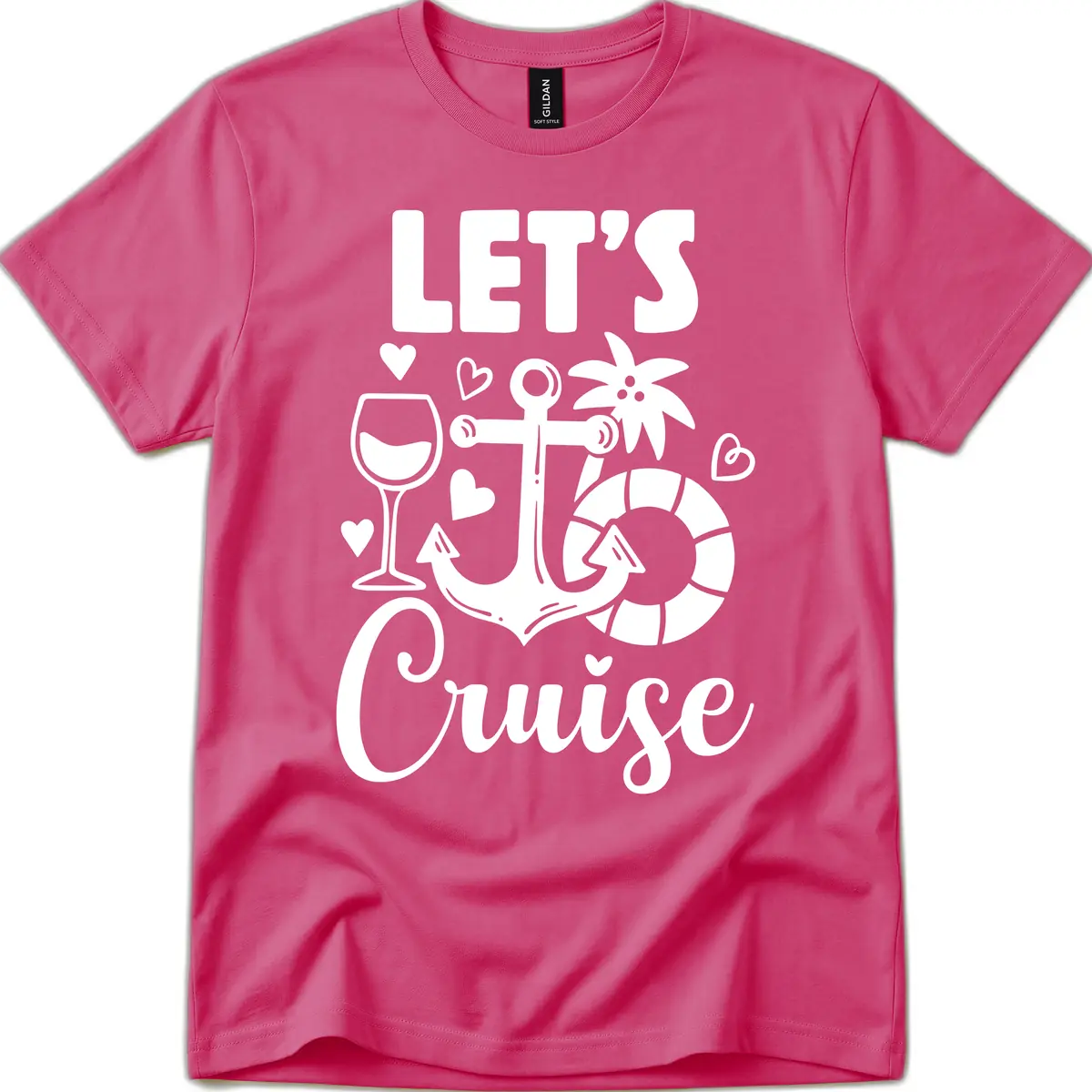Let's Cruise Nautical Vibes T-Shirt in Heliconia