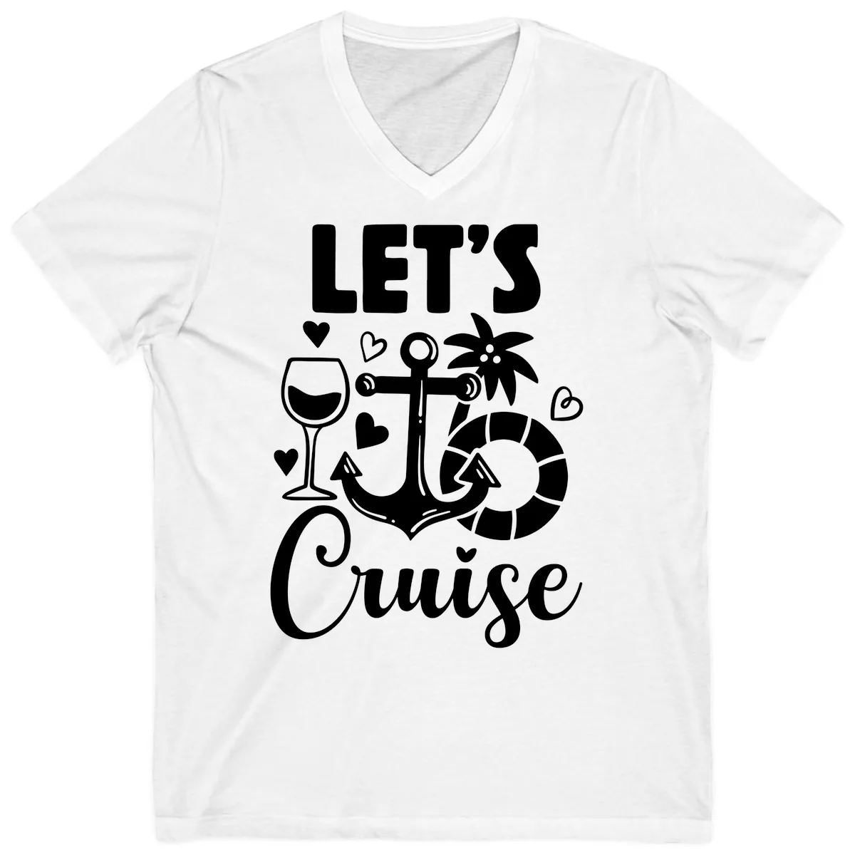 Let's Cruise Nautical Vibes V-Neck in White