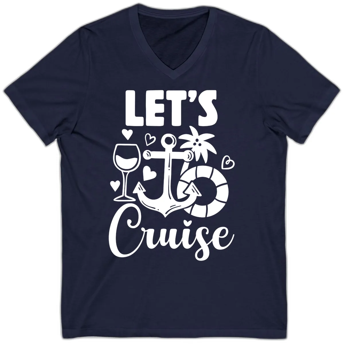 Let's Cruise Nautical Vibes V-Neck in Navy