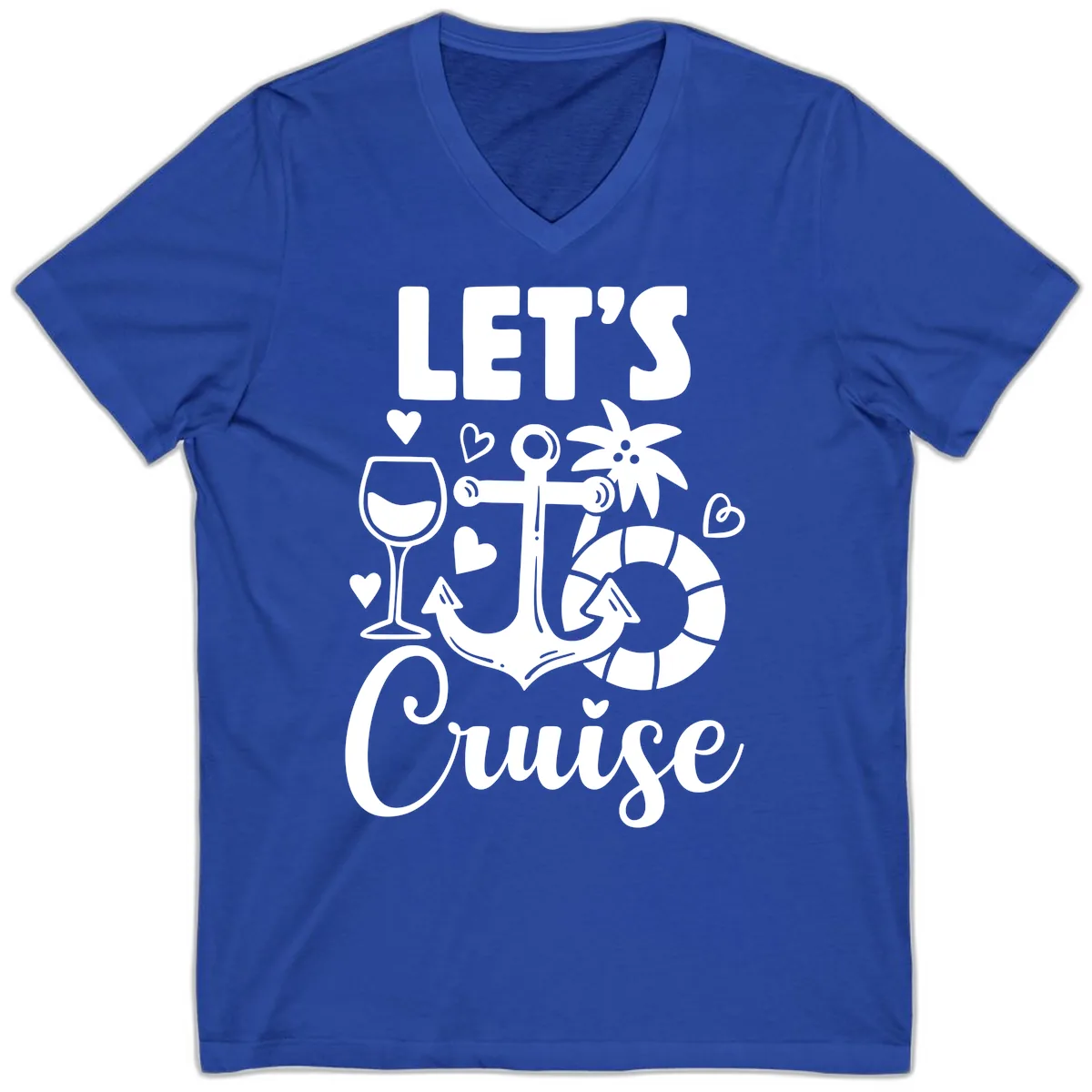 Let's Cruise Nautical Vibes V-Neck in True Royal