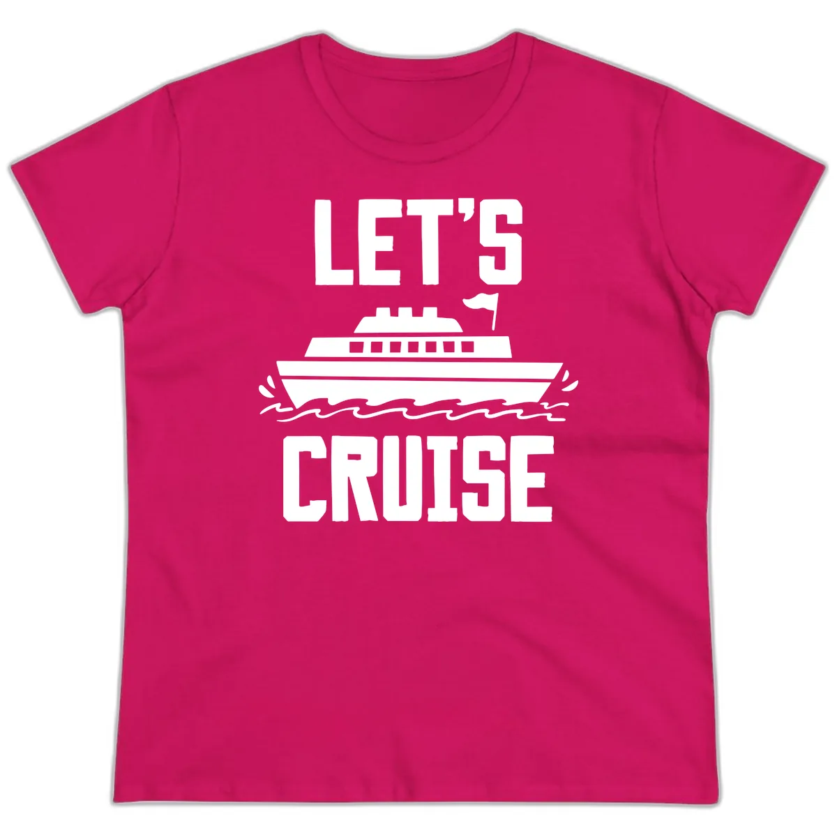 Let's Cruise Ladies Tee in Heliconia