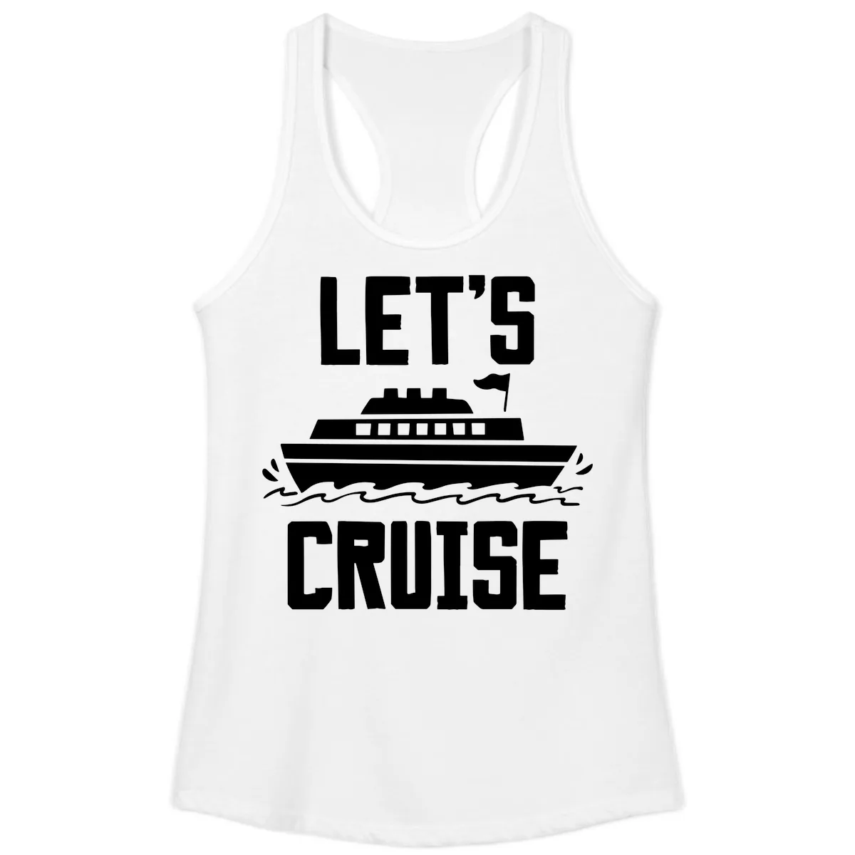 Let's Cruise Ladies Tank in White