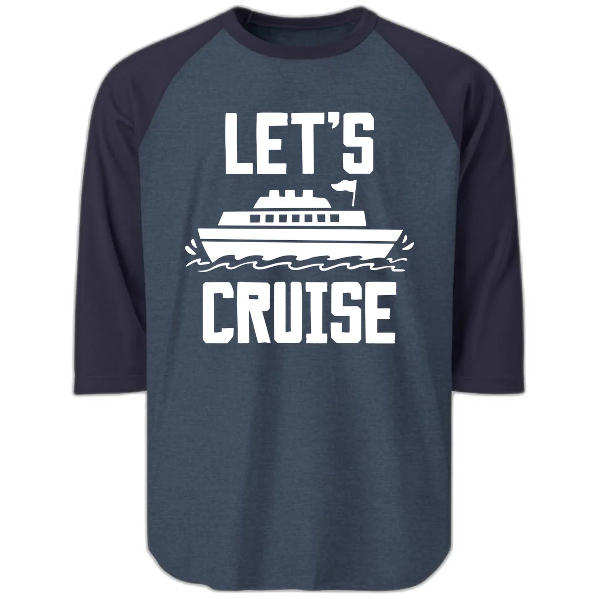 Let's Cruise Raglan 3/4 in Heather Denim Navy