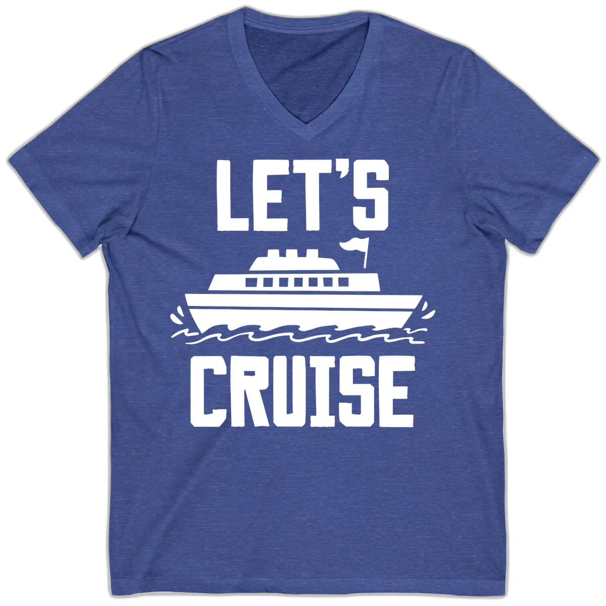 Let's Cruise V-Neck in Heather True Royal