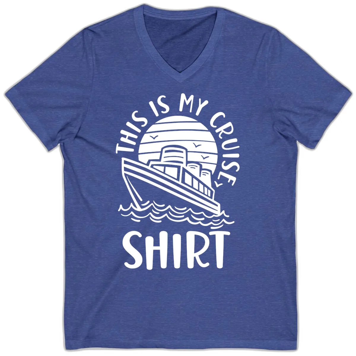 This Is My Cruise Ship V-Neck in Heather True Royal