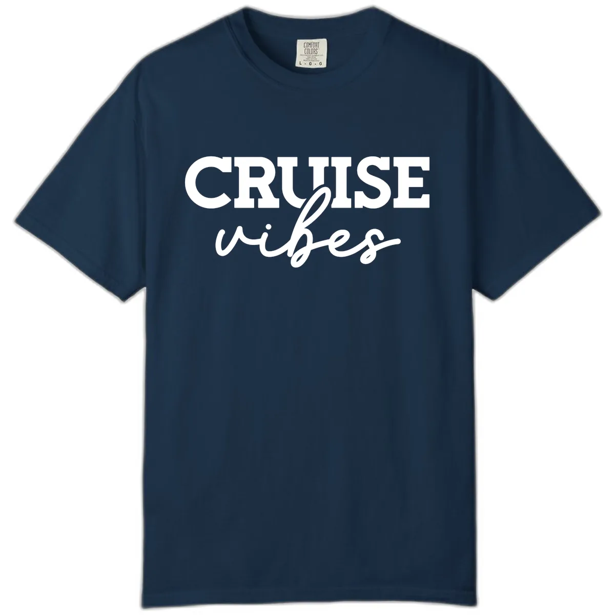 Cruise Vibes Script Comfort Color in True Navy