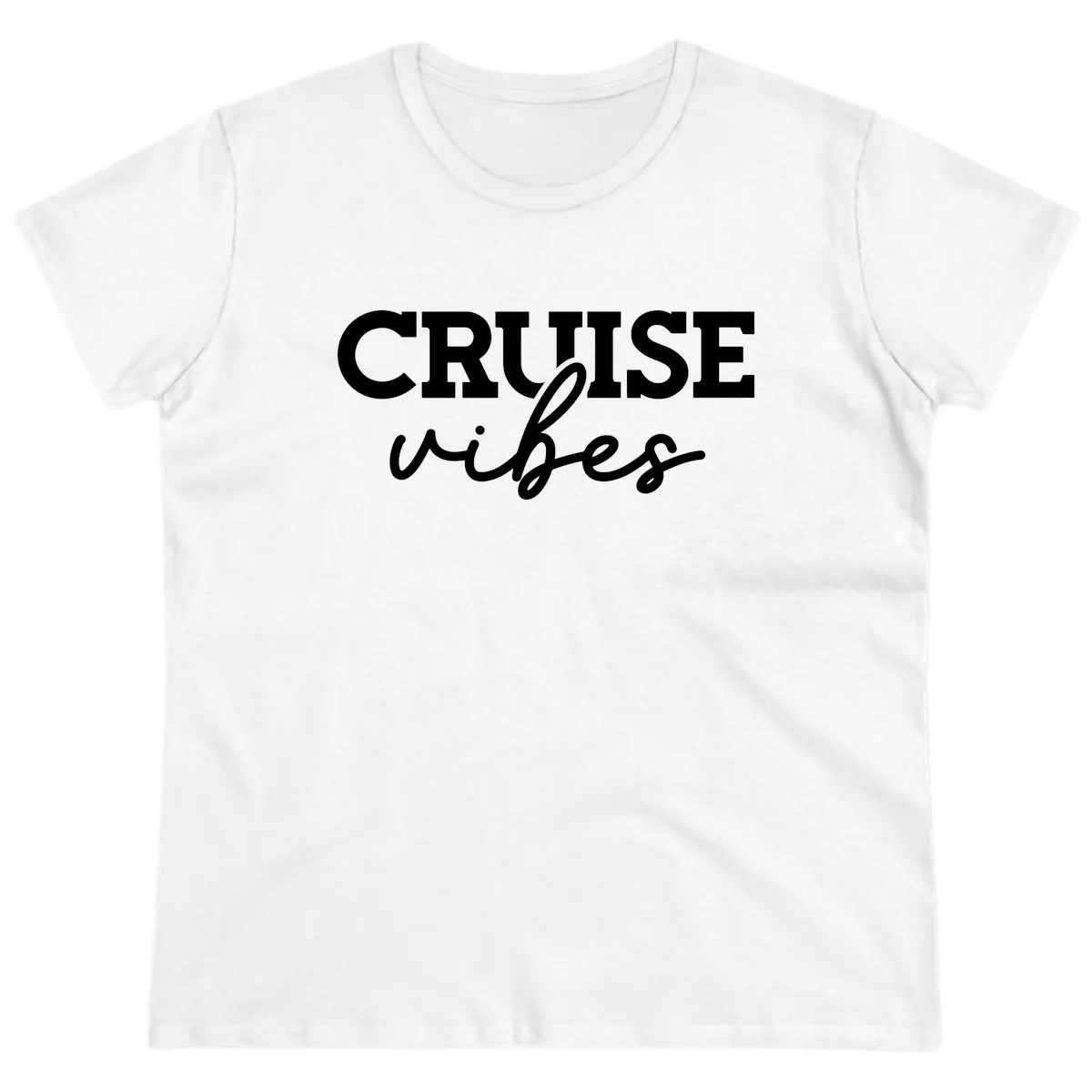 Cruise Vibes Script Ladies Tee in White