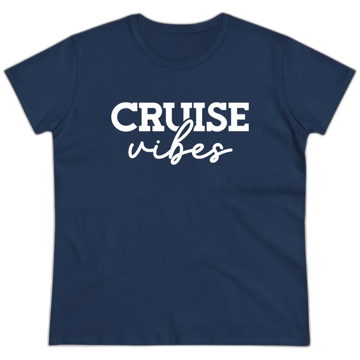 Cruise Vibes Script Ladies Tee in Navy
