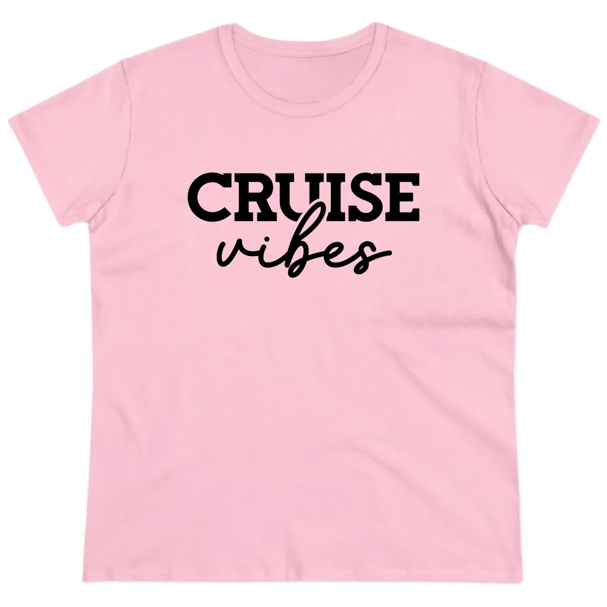 Cruise Vibes Script Ladies Tee in Light Pink