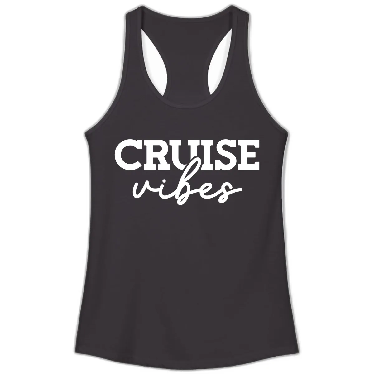 Cruise Vibes Script Ladies Tank in Black