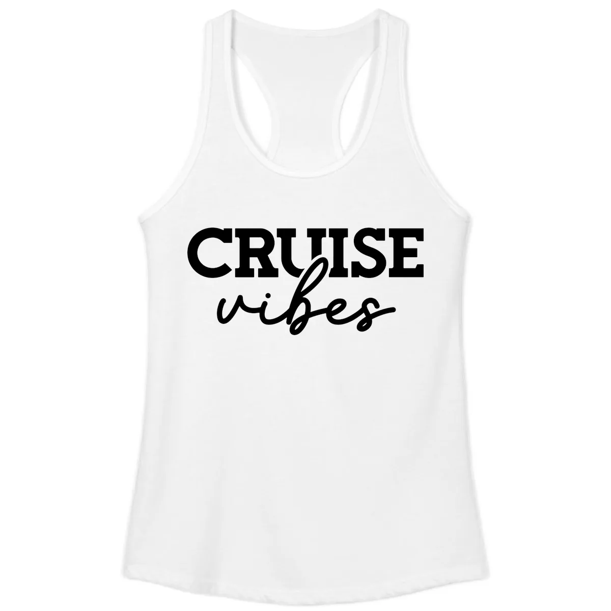 Cruise Vibes Script Ladies Tank in White